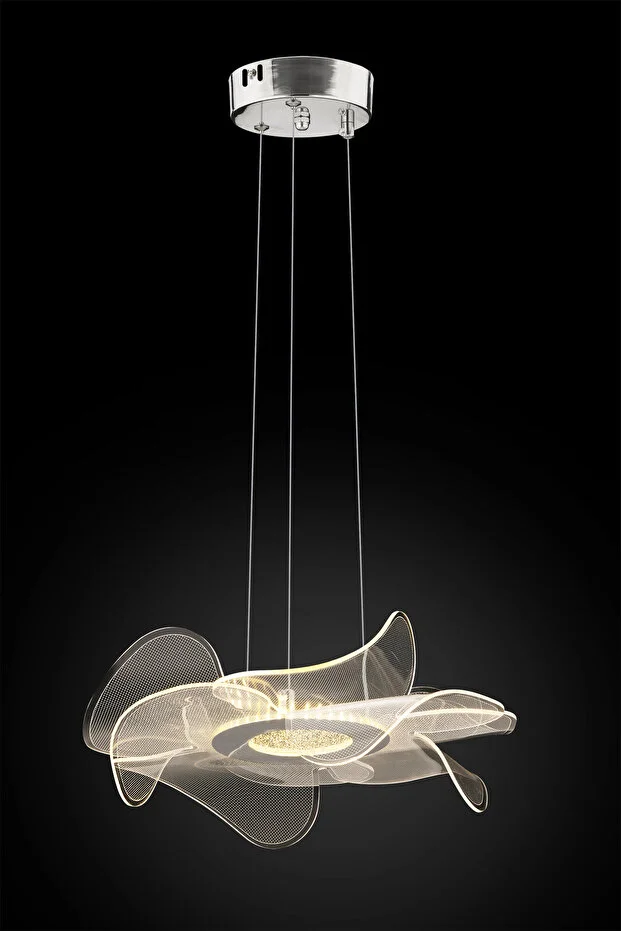 Nergis Gümüş Kumandalı Lüx Led Modern Ledli Avize